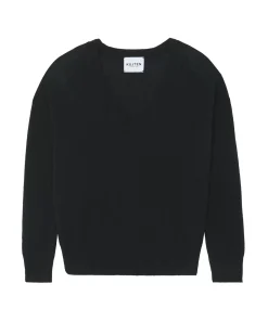 Kujten Sweaters & Sweatshirts>V-Neck Cashmere Sweater Boyfriend Noir