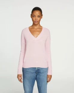 Kujten Sweaters & Sweatshirts>V-Neck Cashmere Sweater Boyfriend Candy Pink