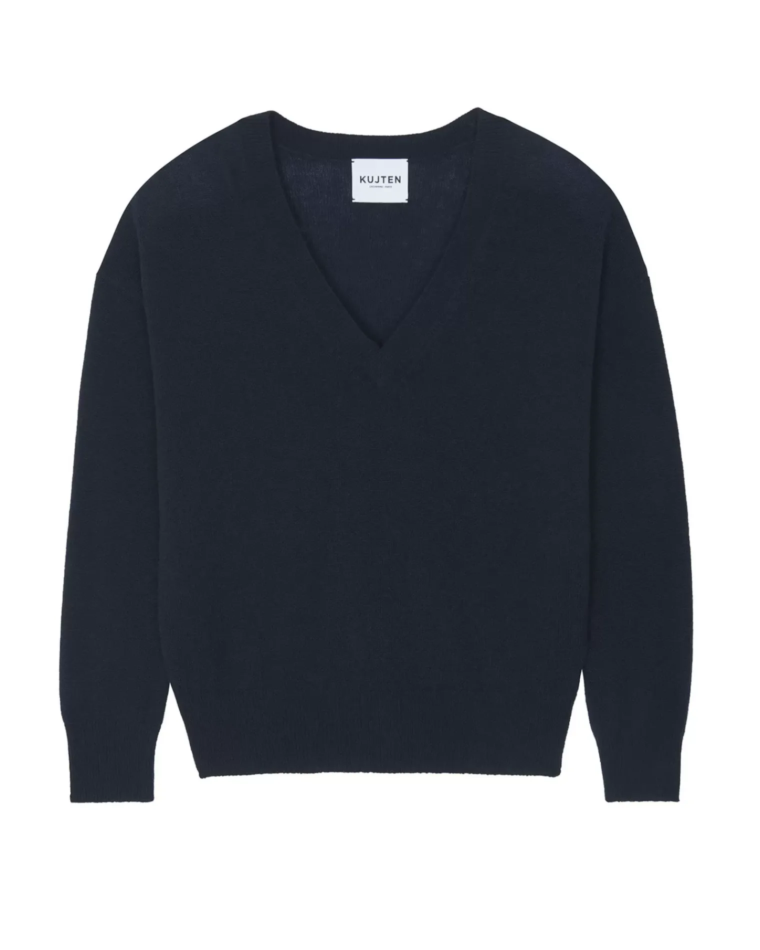 Kujten Sweaters & Sweatshirts>V-Neck Cashmere Sweater Boyfriend Bleu Marine Fonce