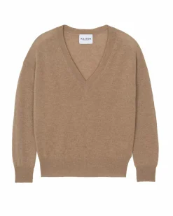 Kujten Sweaters & Sweatshirts>V-Neck Cashmere Sweater Boyfriend Camelo