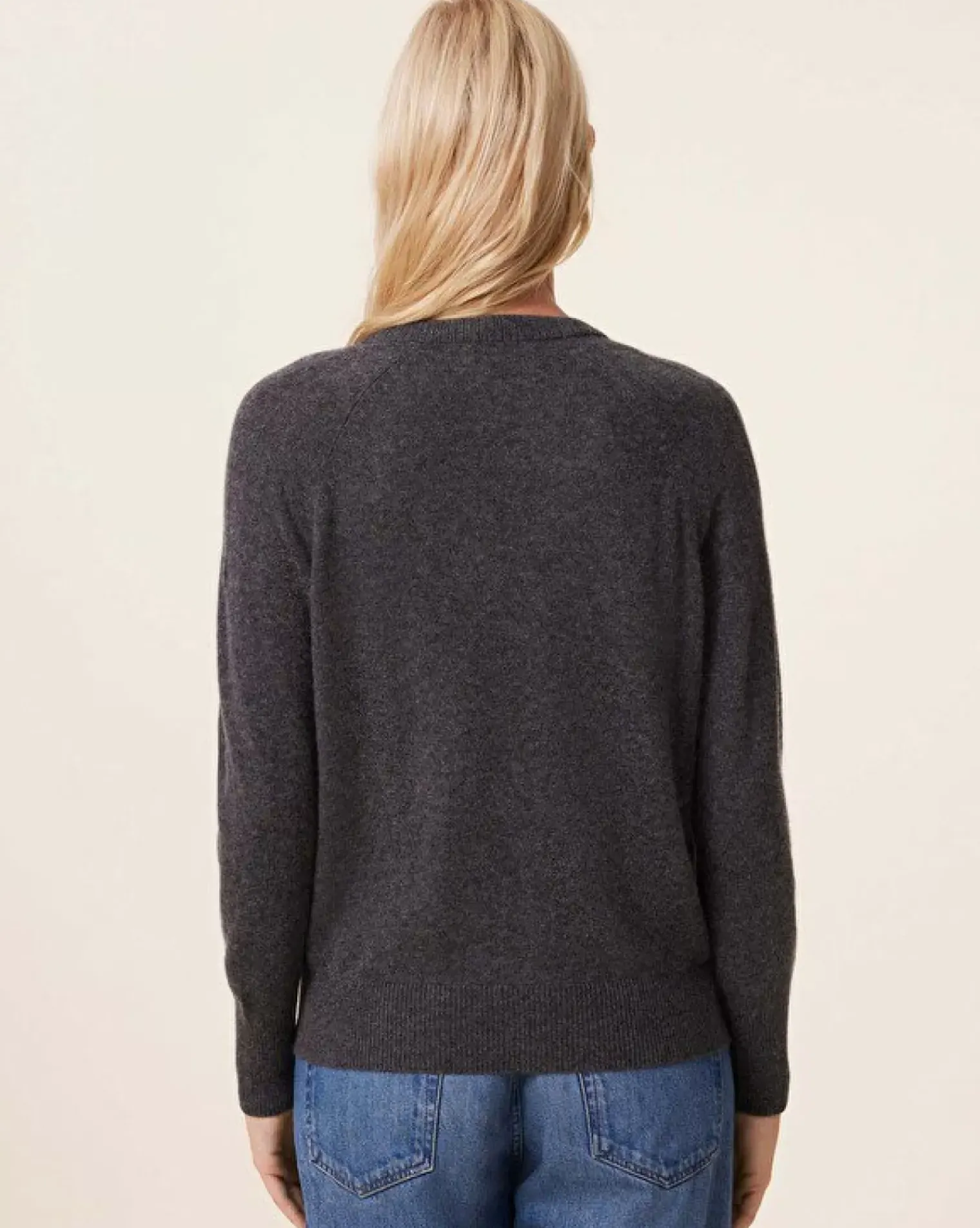 Kujten Sweaters & Sweatshirts>V-Neck Cashmere Sweater, 2-Threads Gris Flanelle