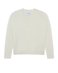 Kujten Sweaters & Sweatshirts>V-Neck Cashmere Sweater, 6-Threads Blanc