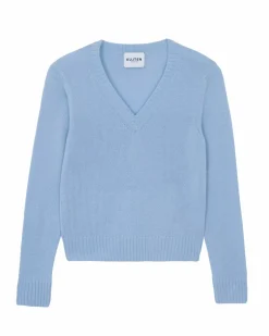 Kujten Sweaters & Sweatshirts>V-Neck Cashmere Sweater, 4-Threads Bleu Jeans
