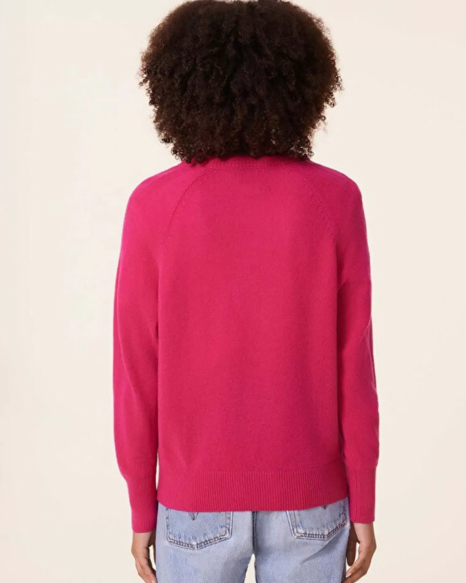 Kujten Sweaters & Sweatshirts>V-Neck Cashmere Sweater, 2-Threads Rose Neon