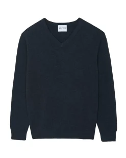 Kujten Sweaters & Sweatshirts>V-Neck Long Sleeves Cashmere Sweater Ocean