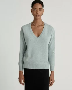 Kujten Sweaters & Sweatshirts>V-Neck Long Sleeves Cashmere Sweater Vert Suzy