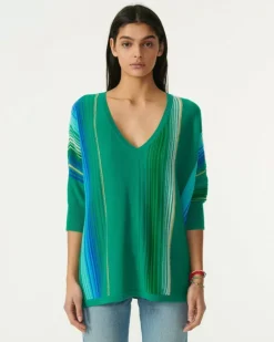 Kujten Sweaters & Sweatshirts>V-Neck Oversize Cashmere Sweater Vert Jade