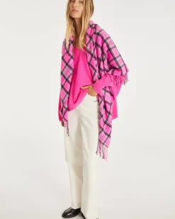 Kujten Sweaters & Sweatshirts>V-Neck Oversize Cashmere Sweater, 2-Threads Rose Neon