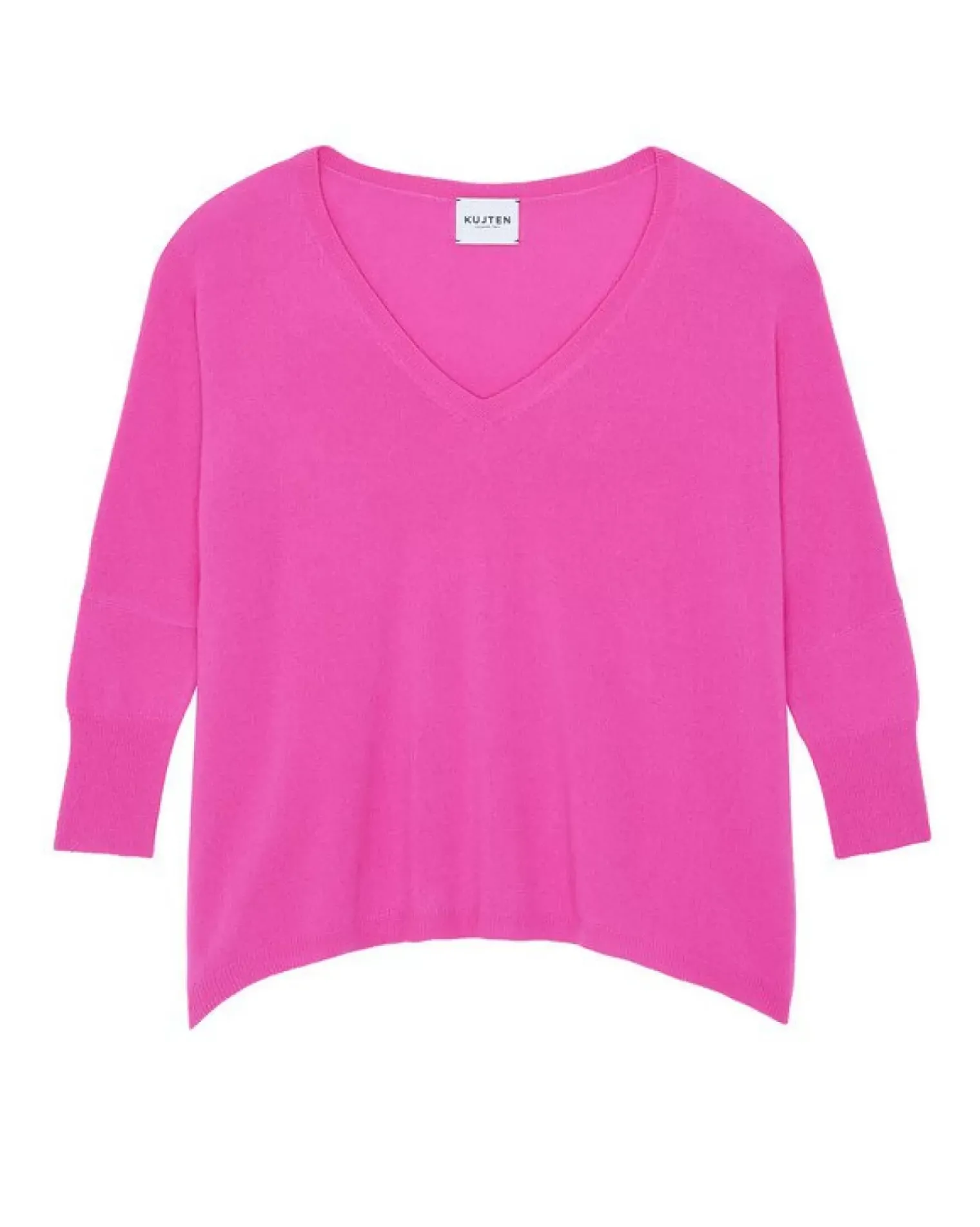 Kujten Sweaters & Sweatshirts>V-Neck Oversize Cashmere Sweater, 2-Threads Rose Neon