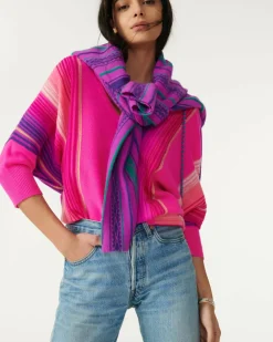 Kujten Sweaters & Sweatshirts>V-Neck Oversize Cashmere Sweater Rose Neon