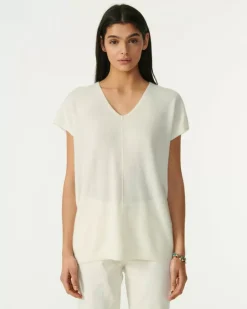 Kujten Sweaters & Sweatshirts>V-Neck Sleeveless Cashmere Sweater Blanc
