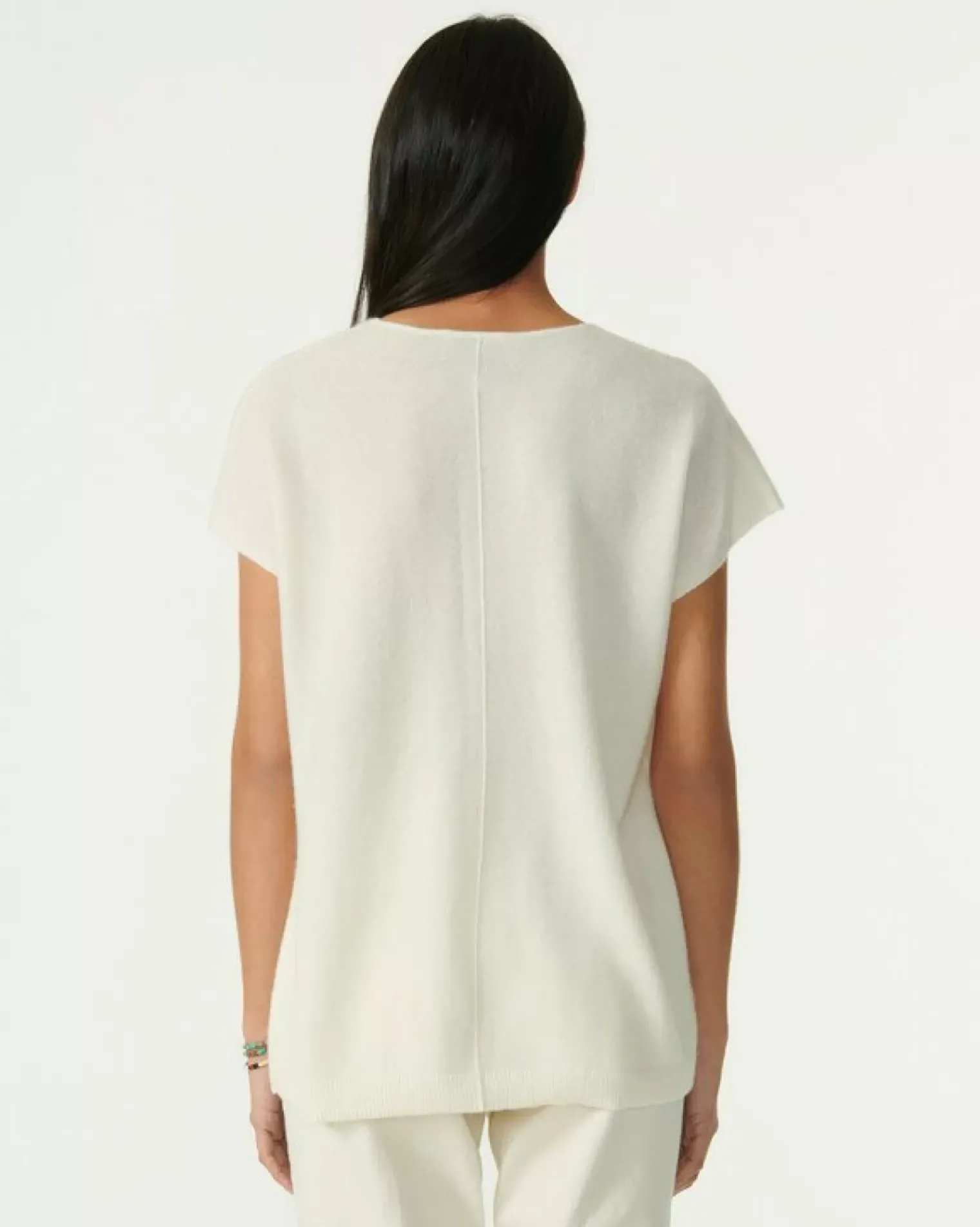 Kujten Sweaters & Sweatshirts>V-Neck Sleeveless Cashmere Sweater Blanc