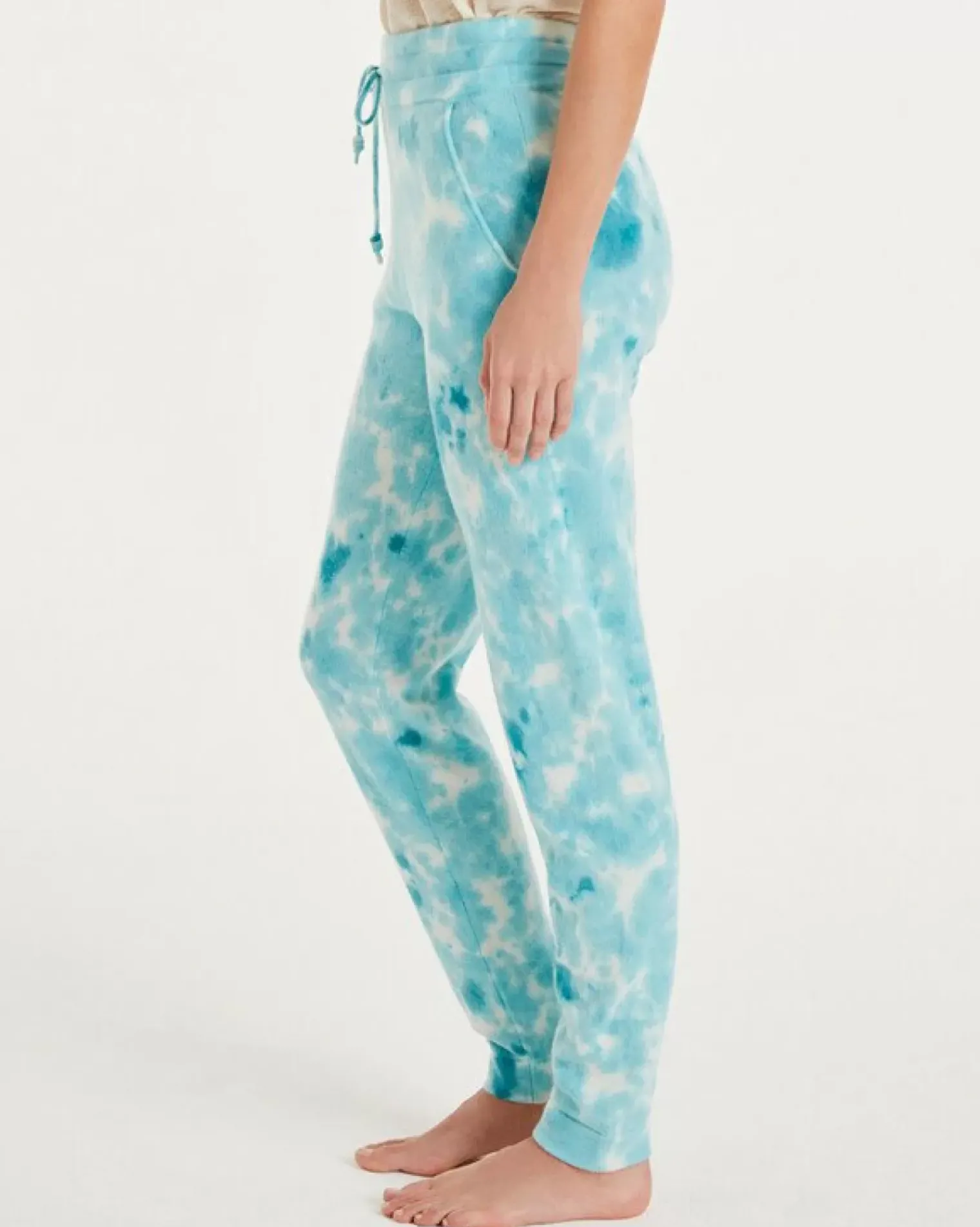 Kujten Joggings & Leggings>Woman Bleached Cashmere Jogging Bleu Turquoise