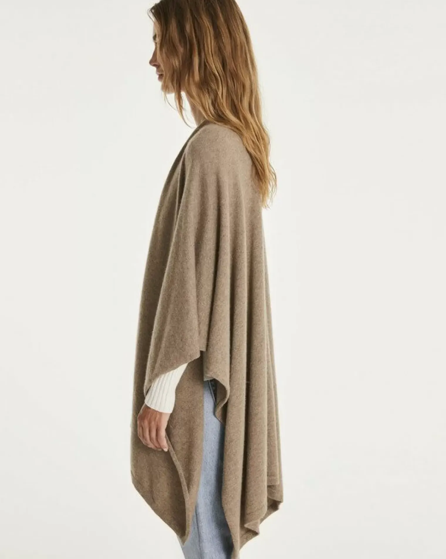 Kujten Capes & Ponchos>Woman Cashmere Cape Beige Taupe