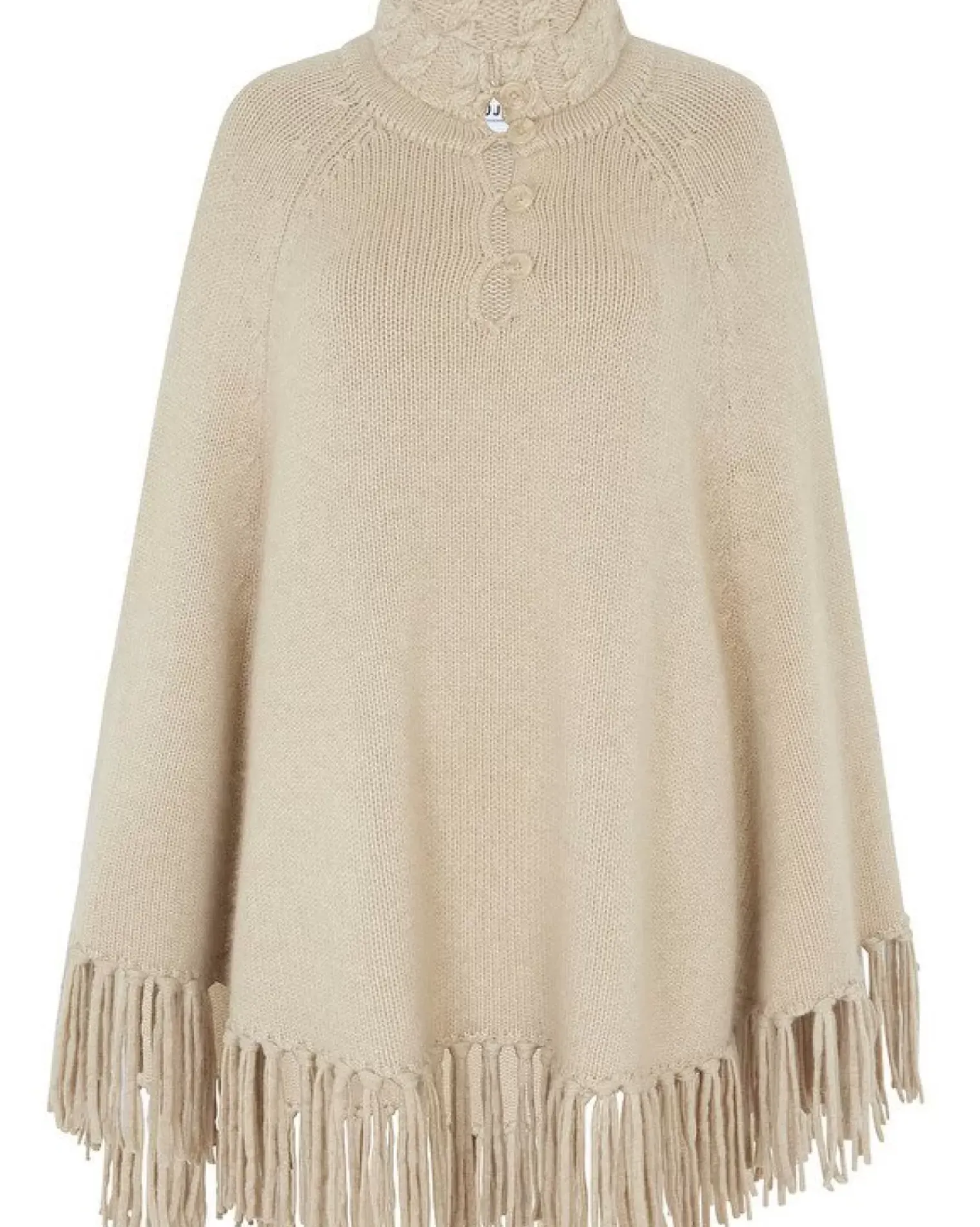 Kujten Capes & Ponchos>Woman Fringed Cashmere Poncho, 10-Threads Organique