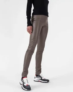 Kujten Joggings & Leggings>Woman Leather Legging Beige Taupe