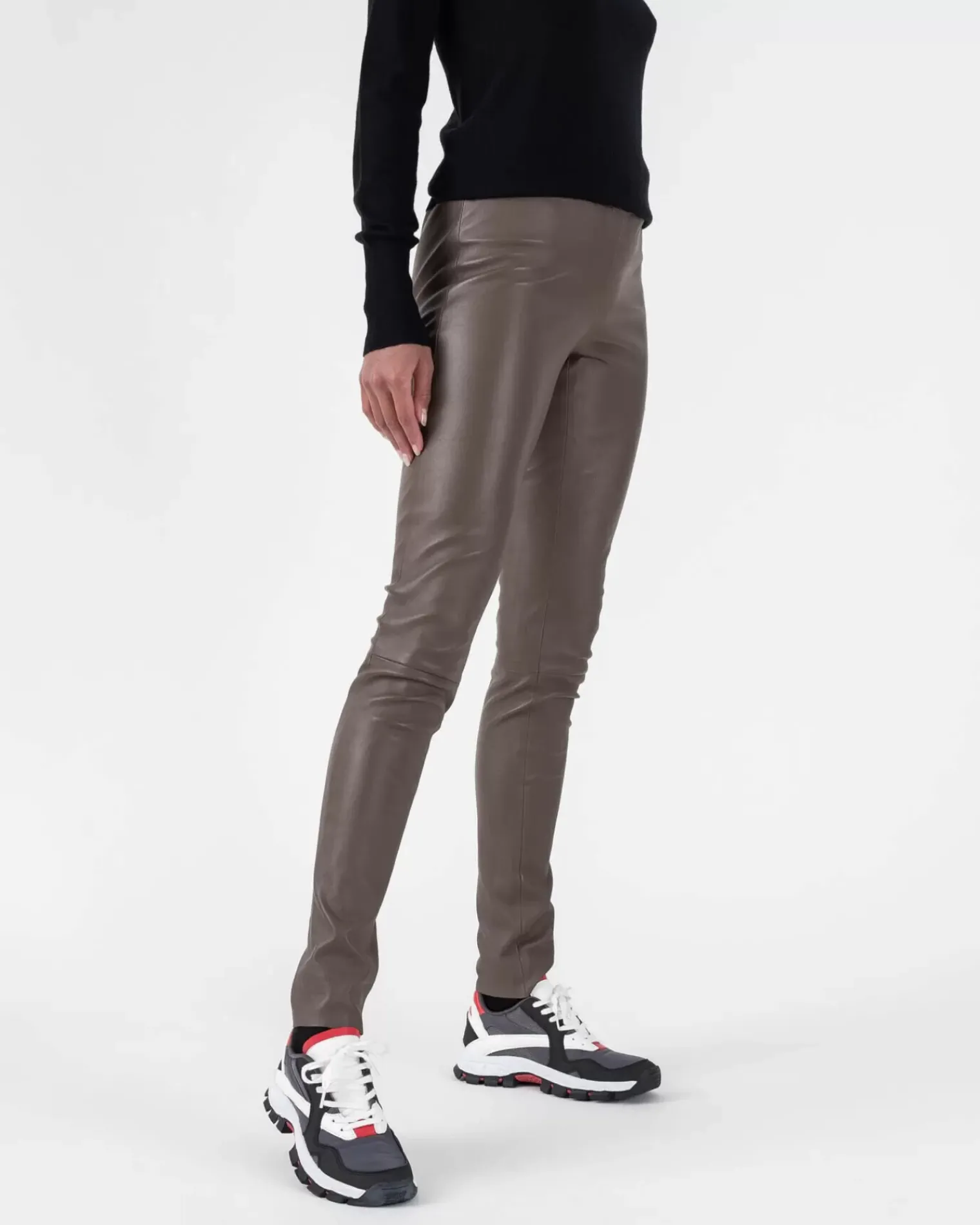 Kujten Joggings & Leggings>Woman Leather Legging Beige Taupe