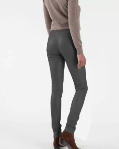 Kujten Joggings & Leggings>Woman Leather Leggings Gris Elephant