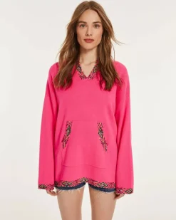 Kujten Capes & Ponchos>Woman Oversized Cashmere Poncho Rose Fluo