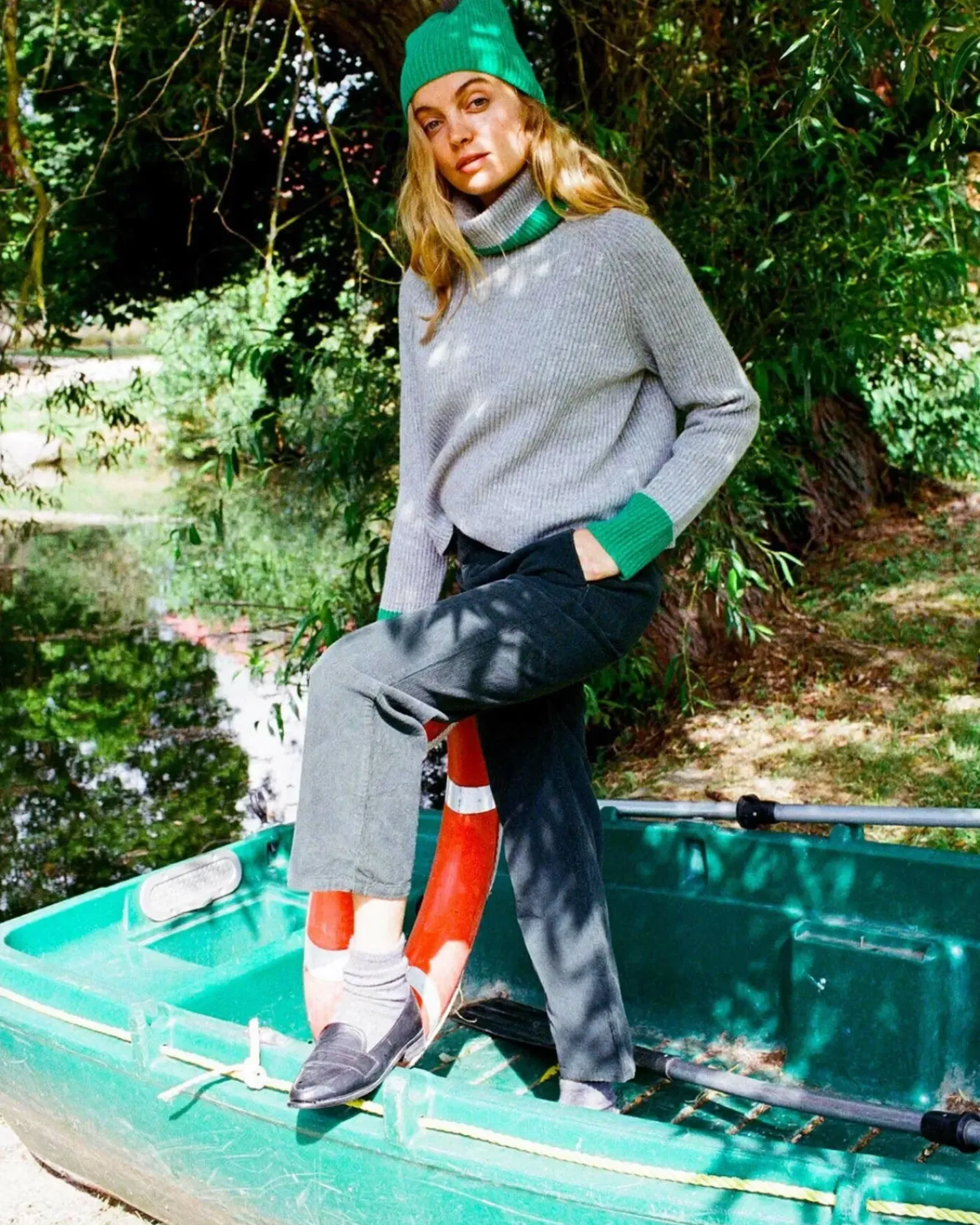 Kujten Sweaters & Sweatshirts>Woman Raglan Turtleneck Cashmere Sweater Gris Chine