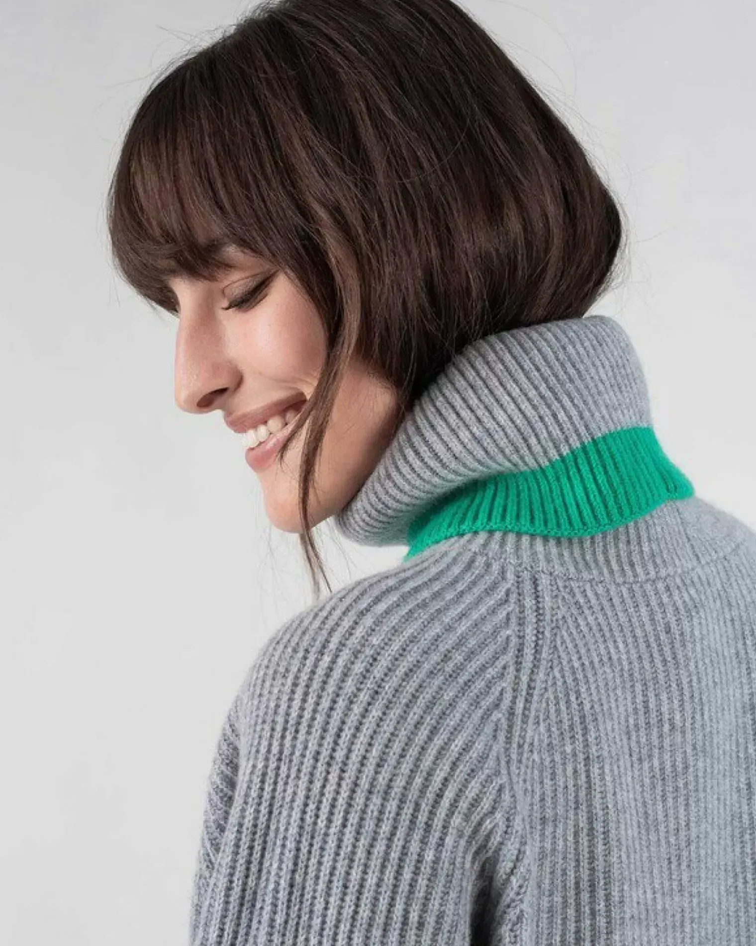 Kujten Sweaters & Sweatshirts>Woman Raglan Turtleneck Cashmere Sweater Gris Chine