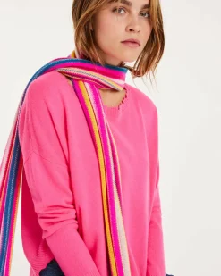 Kujten Sweaters & Sweatshirts>Woman Round Neck Cashmere Sweater Rose Fluo
