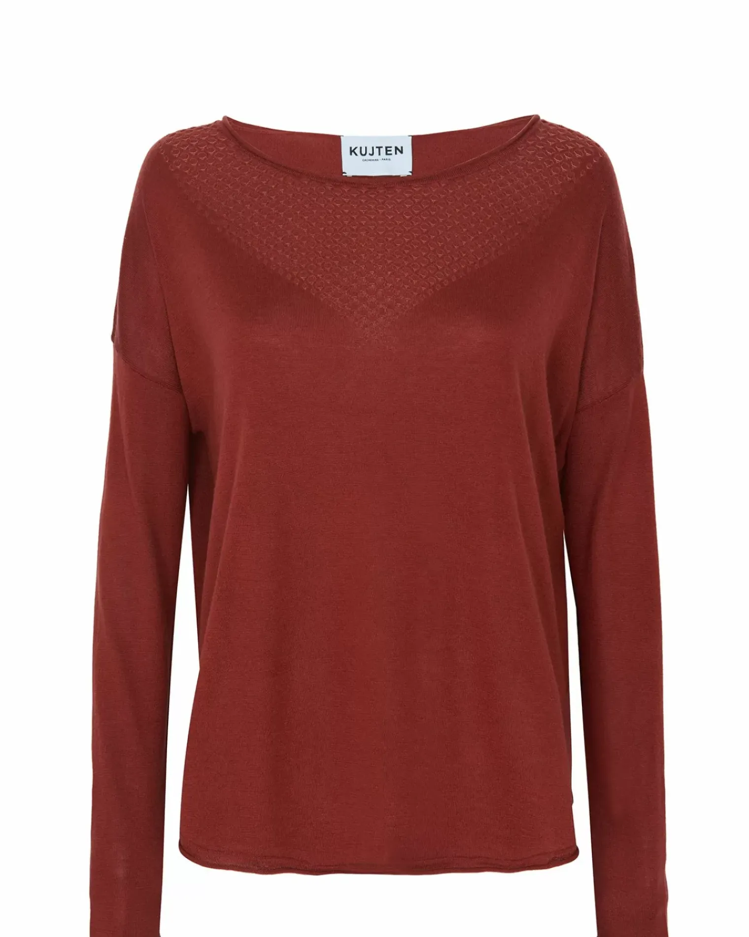 Kujten Sweaters & Sweatshirts>Woman Round Neck Silk & Cashmere Sweater Bordeaux Sienne