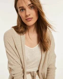 Kujten Jackets & Vests>Woman Shawl Collar Cashmere Vest Avoine