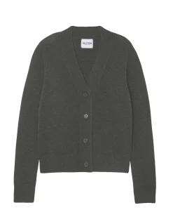 Kujten Jackets & Vests>Woman Short Cashmere Cardigan Kaki Fonce
