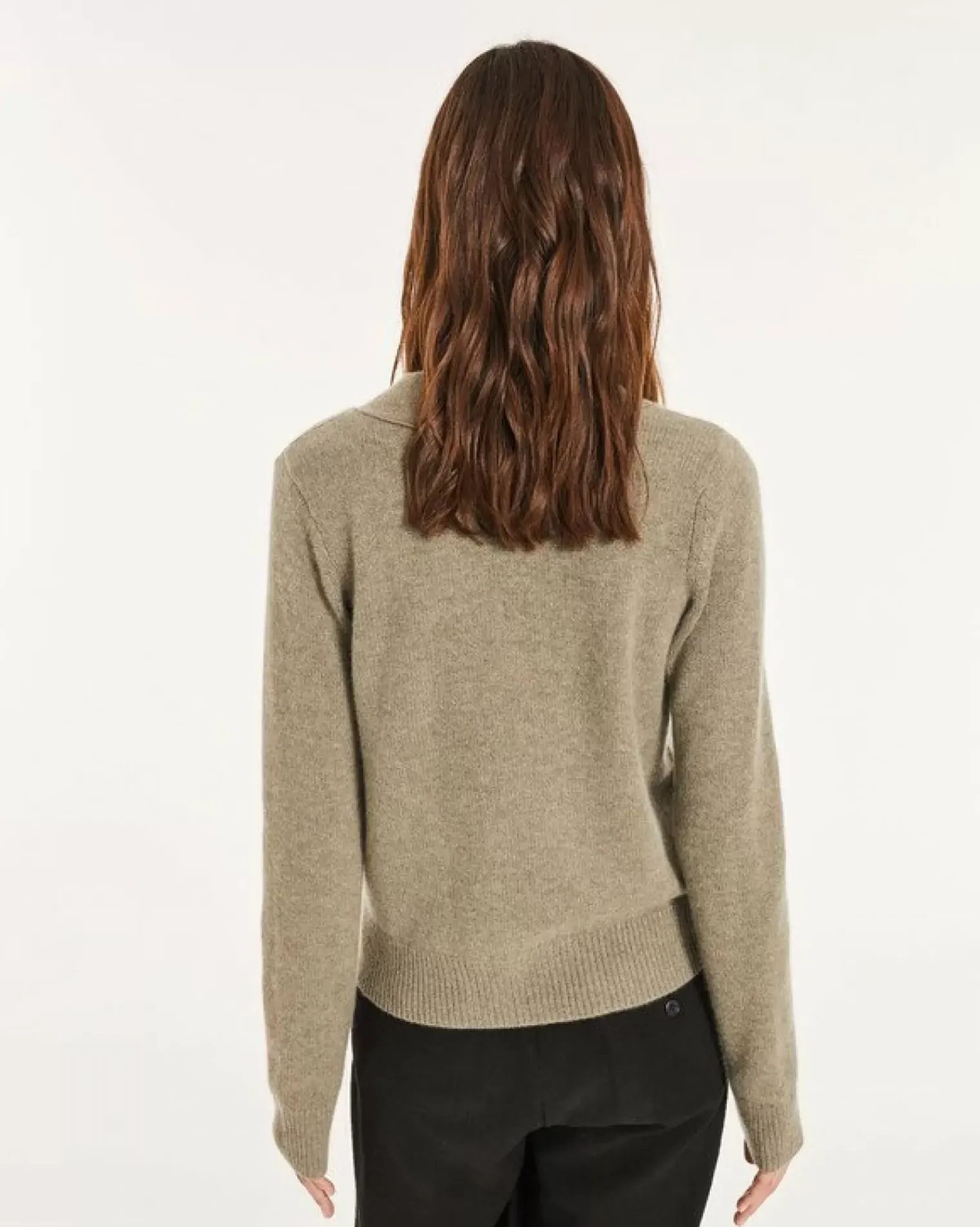 Kujten Jackets & Vests>Woman Short Cashmere Cardigan Kaki Chine