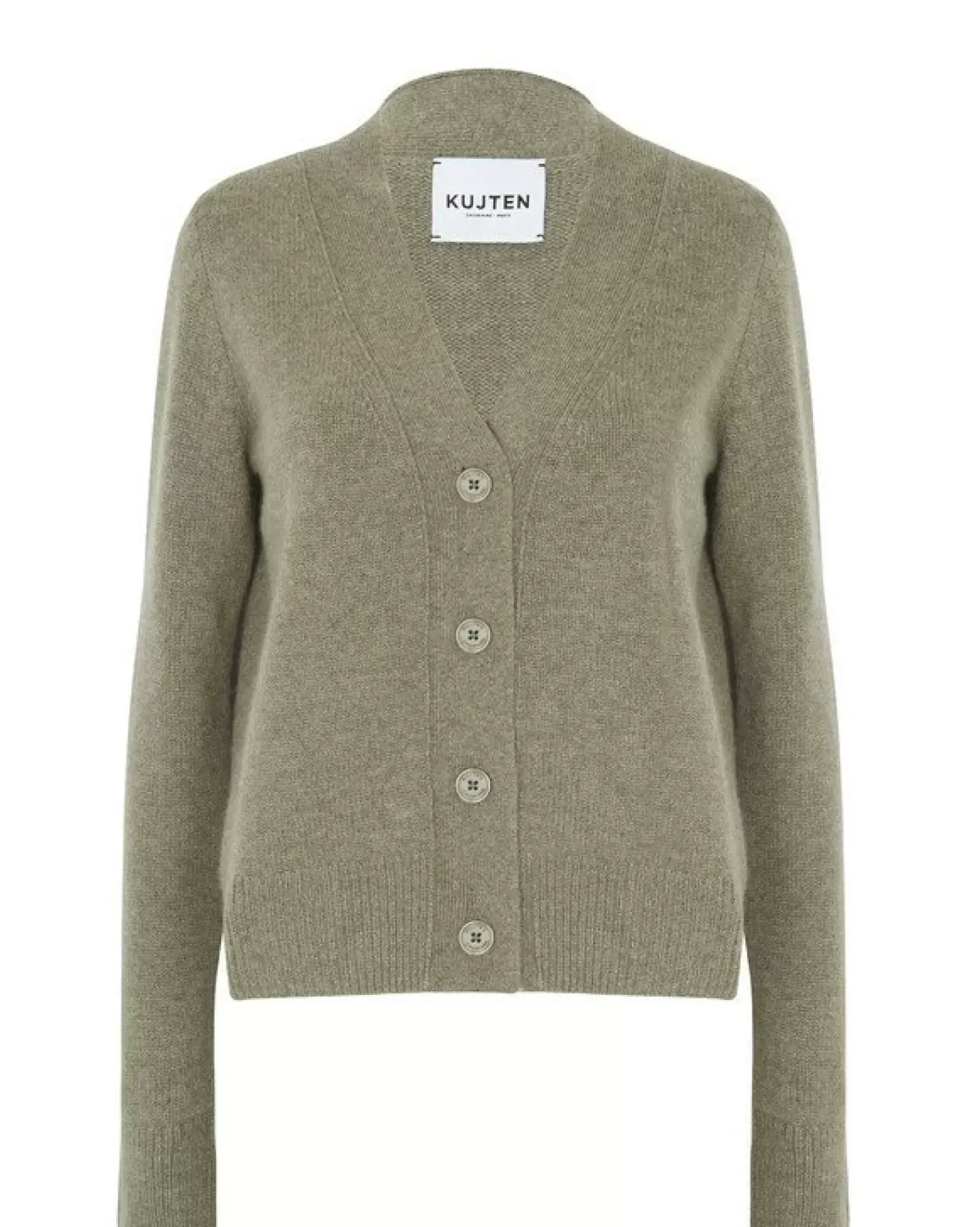 Kujten Jackets & Vests>Woman Short Cashmere Cardigan Kaki Chine