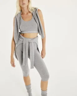 Kujten Joggings & Leggings>Woman Short Cashmere Stretch Legging Gris Chine