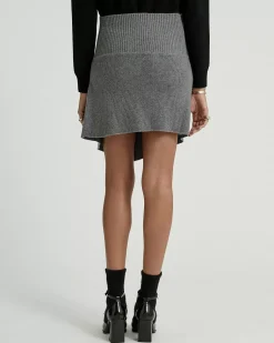 Kujten Dresses & Skirts>Women Asymmetric Short Cashmere Skirt Gris Flanelle