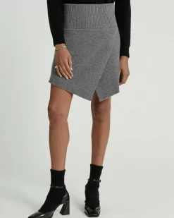 Kujten Dresses & Skirts>Women Asymmetric Short Cashmere Skirt Gris Flanelle