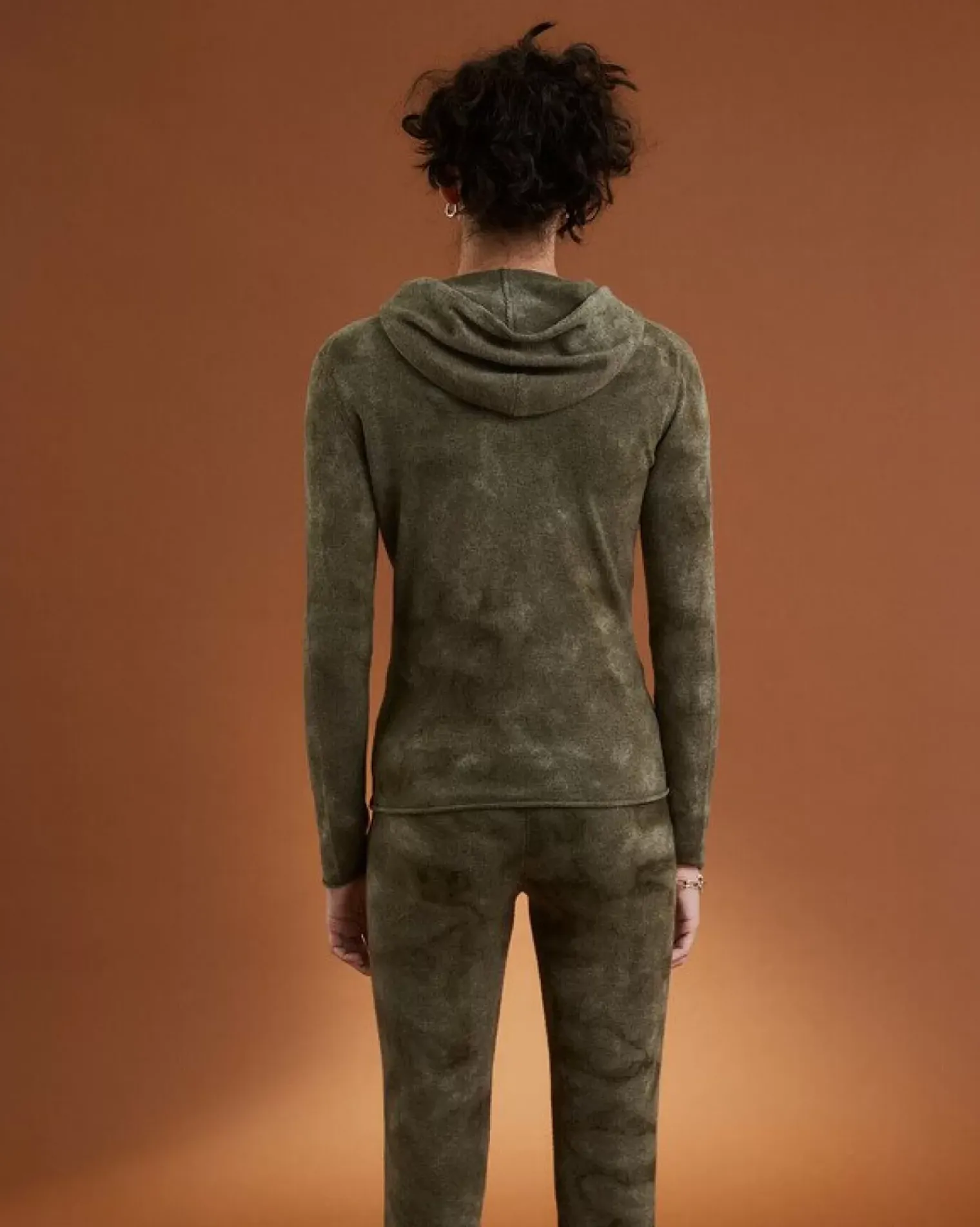 Kujten Jackets & Vests>Women Basic Cashmere Cardigan Kaki Chine