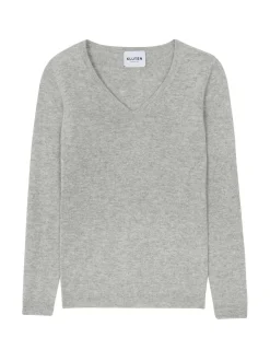 Kujten Sweaters & Sweatshirts>Women Basic Cashmere Sweater Gris Chine Clair