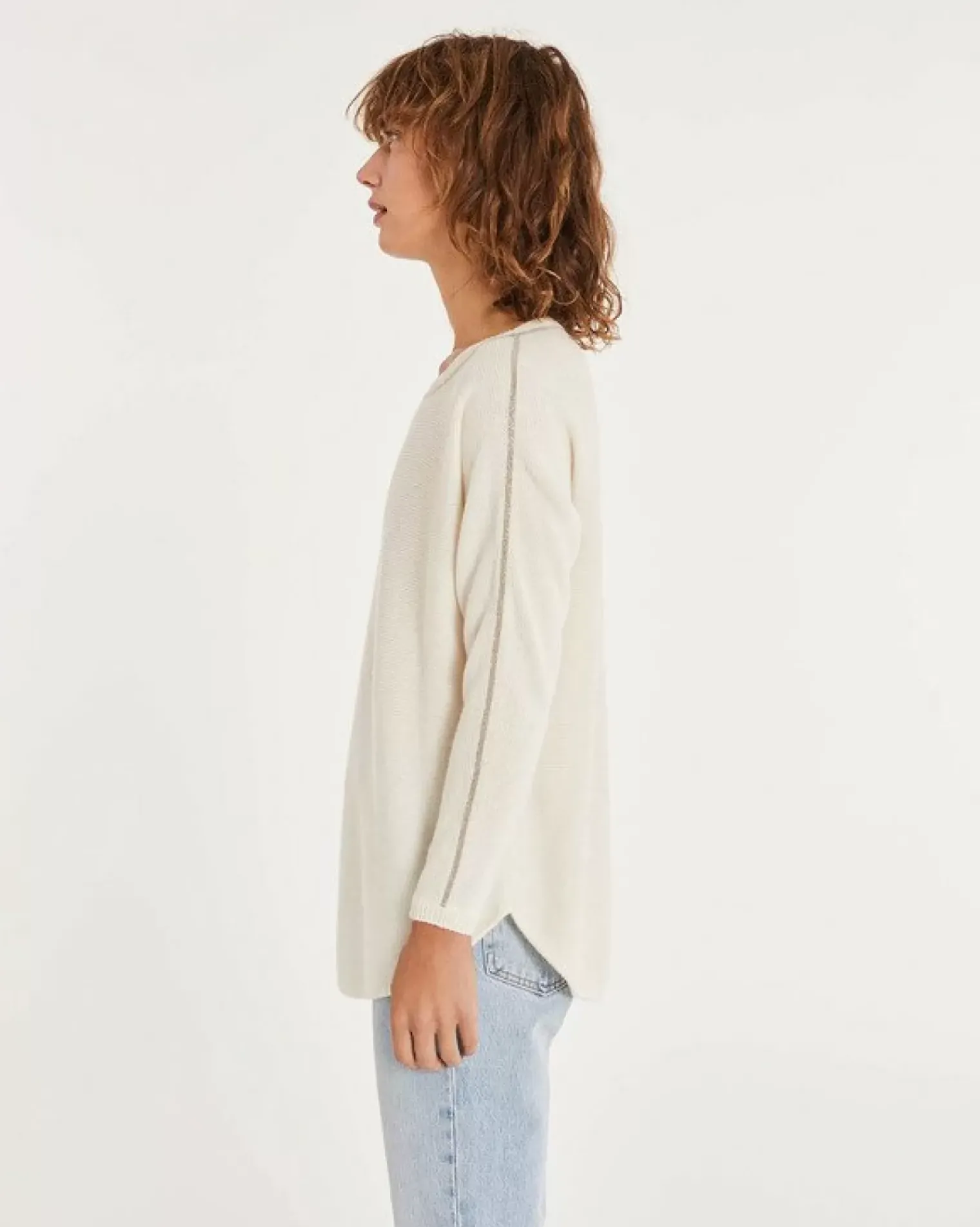 Kujten Sweaters & Sweatshirts>Women Boat Neck Cashmere Sweater Blanc