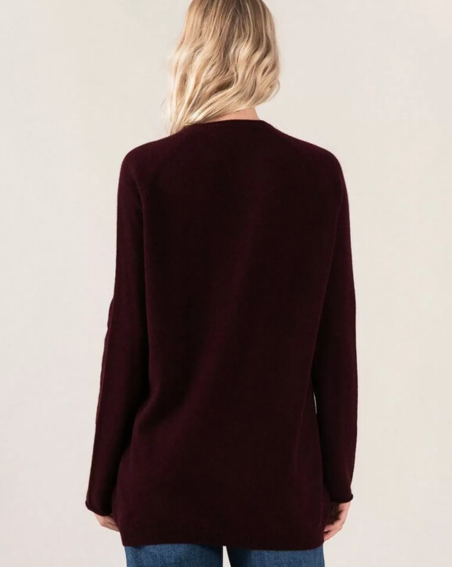 Kujten Sweaters & Sweatshirts>Women Boyfriend V-Neck Cashmere Sweater Bordeaux