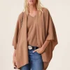 Kujten Capes & Ponchos>Women Cashmere Cape, 2-Threads Camelo