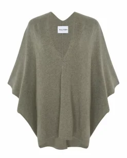 Kujten Capes & Ponchos>Women Cashmere Cape, 2-Threads Kaki Chine