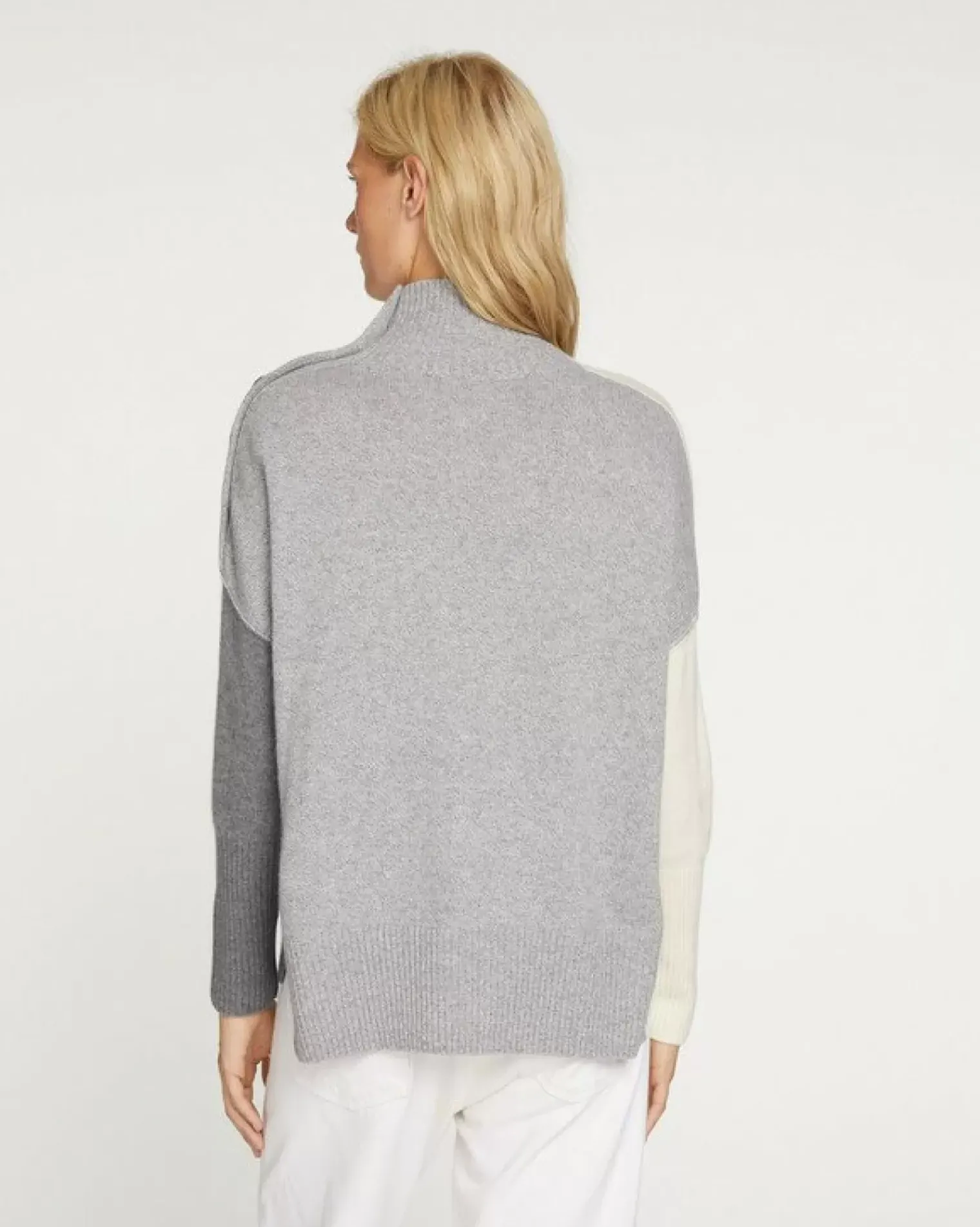 Kujten Sweaters & Sweatshirts>Women Cashmere Chimney Neck Sweater Gris Flanelle