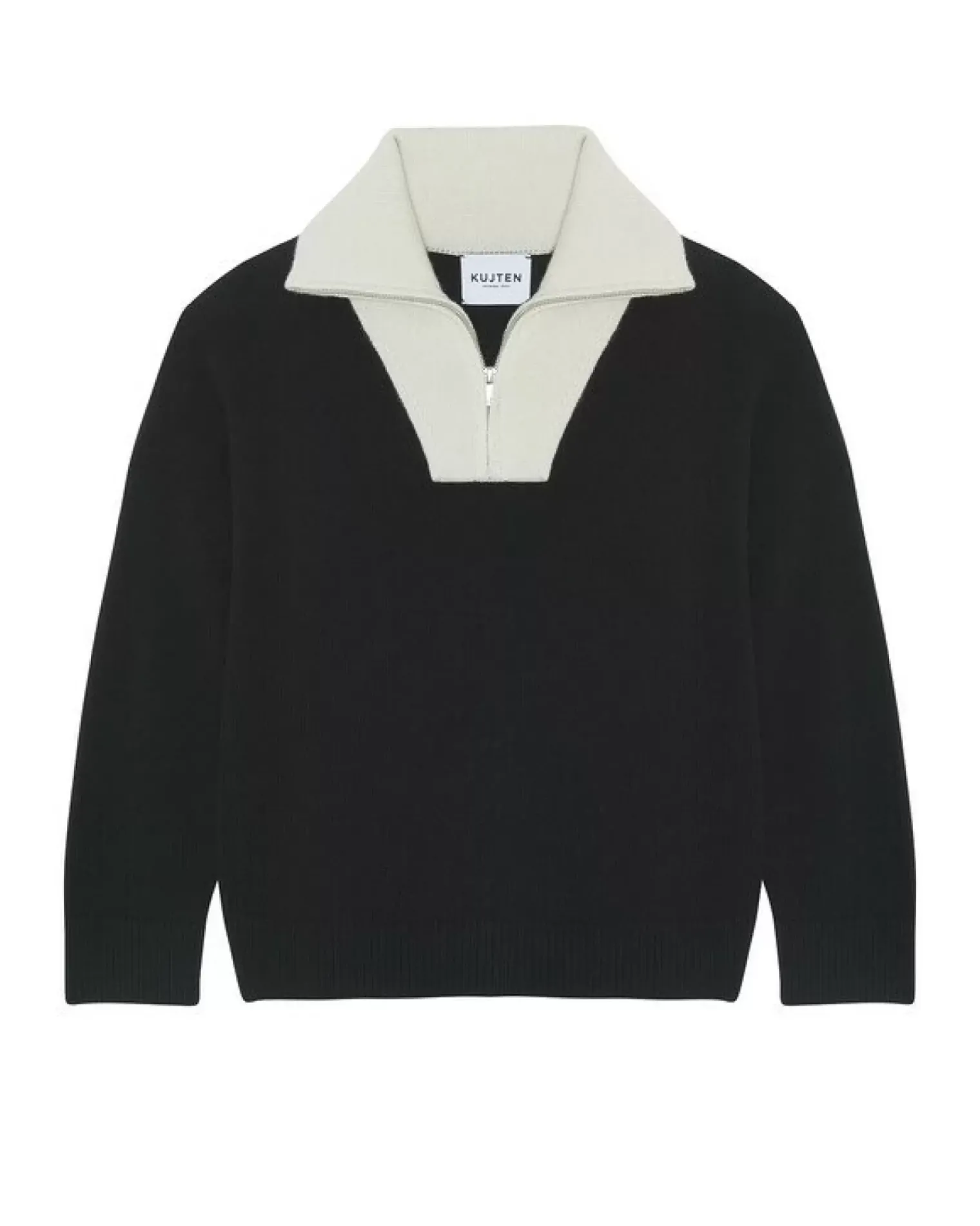 Kujten Sweaters & Sweatshirts>Women Cashmere Contrasted Sweater Noir