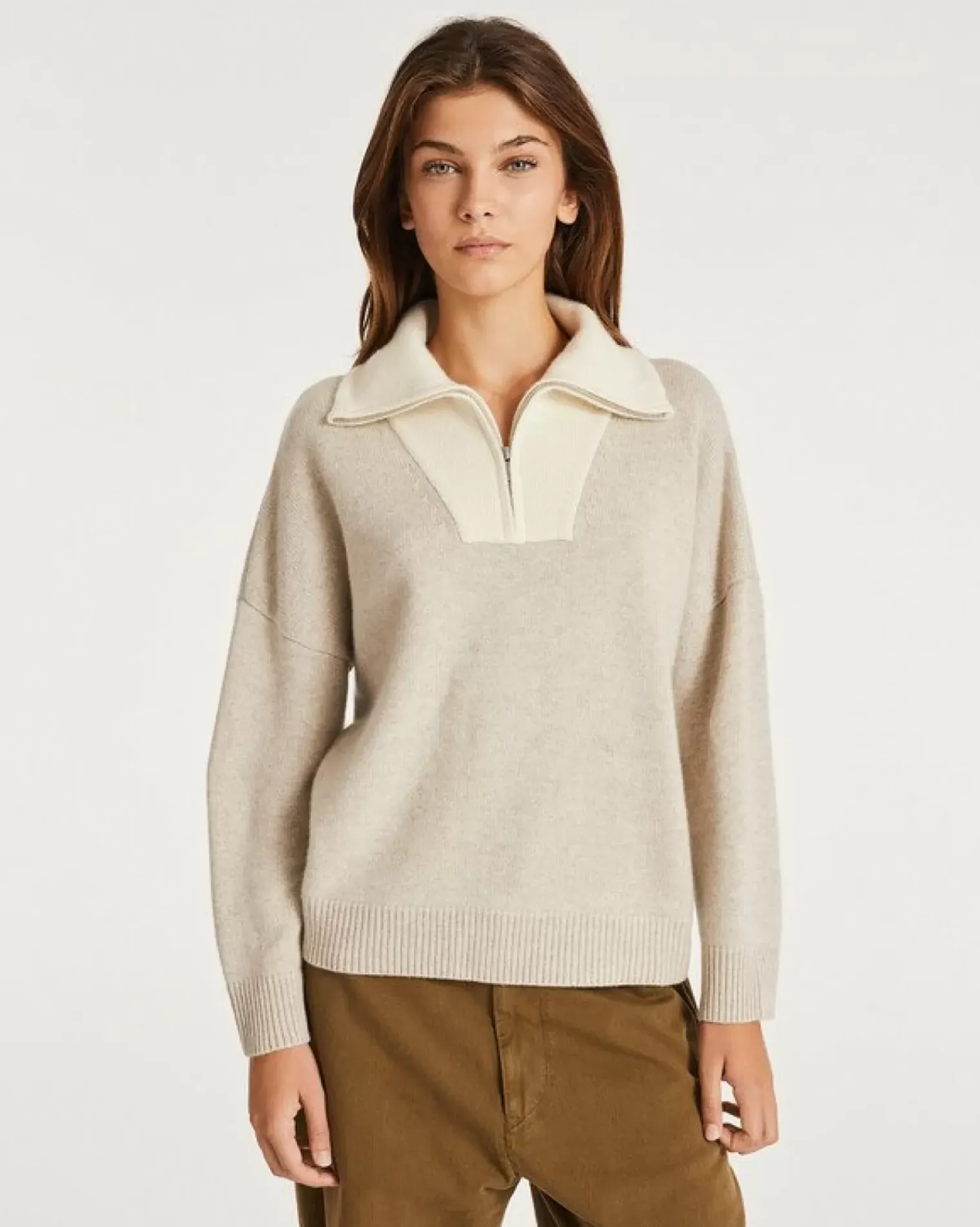 Kujten Sweaters & Sweatshirts>Women Cashmere Contrasted Sweater Avoine