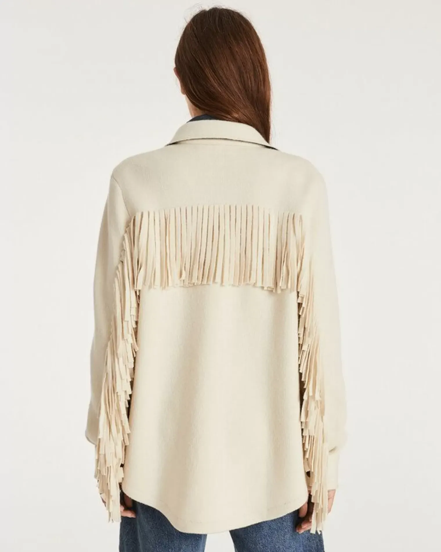 Kujten Jackets & Vests>Women Cashmere Fringed Cardigan Blanc Vintage