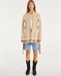 Kujten Jackets & Vests>Women Cashmere Fringed Collar Vest Organique