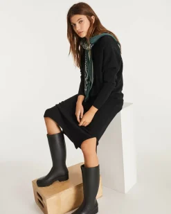 Kujten Dresses & Skirts>Women Cashmere Funnel Neck Long Dress Noir
