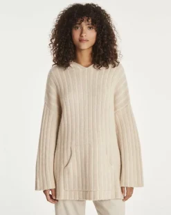 Kujten Capes & Ponchos>Women Cashmere Poncho With Hood Organique Mouline