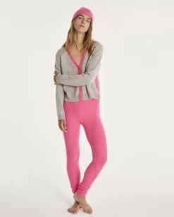 Kujten Joggings & Leggings>Women Cashmere Ribbed Leggings Rose Fluo