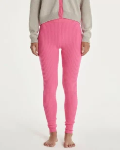 Kujten Joggings & Leggings>Women Cashmere Ribbed Leggings Rose Fluo