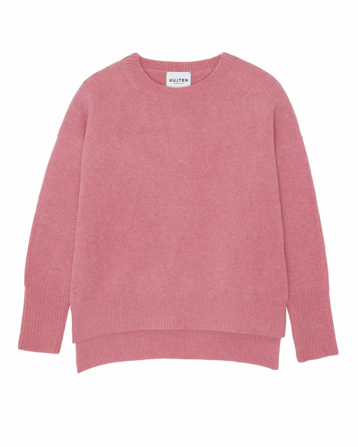 Kujten Sweaters & Sweatshirts>Women Cashmere Round Neck Sweater Low Shift Rose Chine